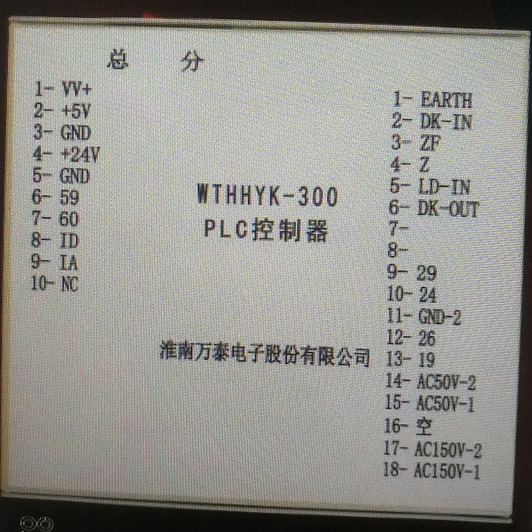 WTHHYK-300 PLC控制器-淮南萬泰電子股份有限公司